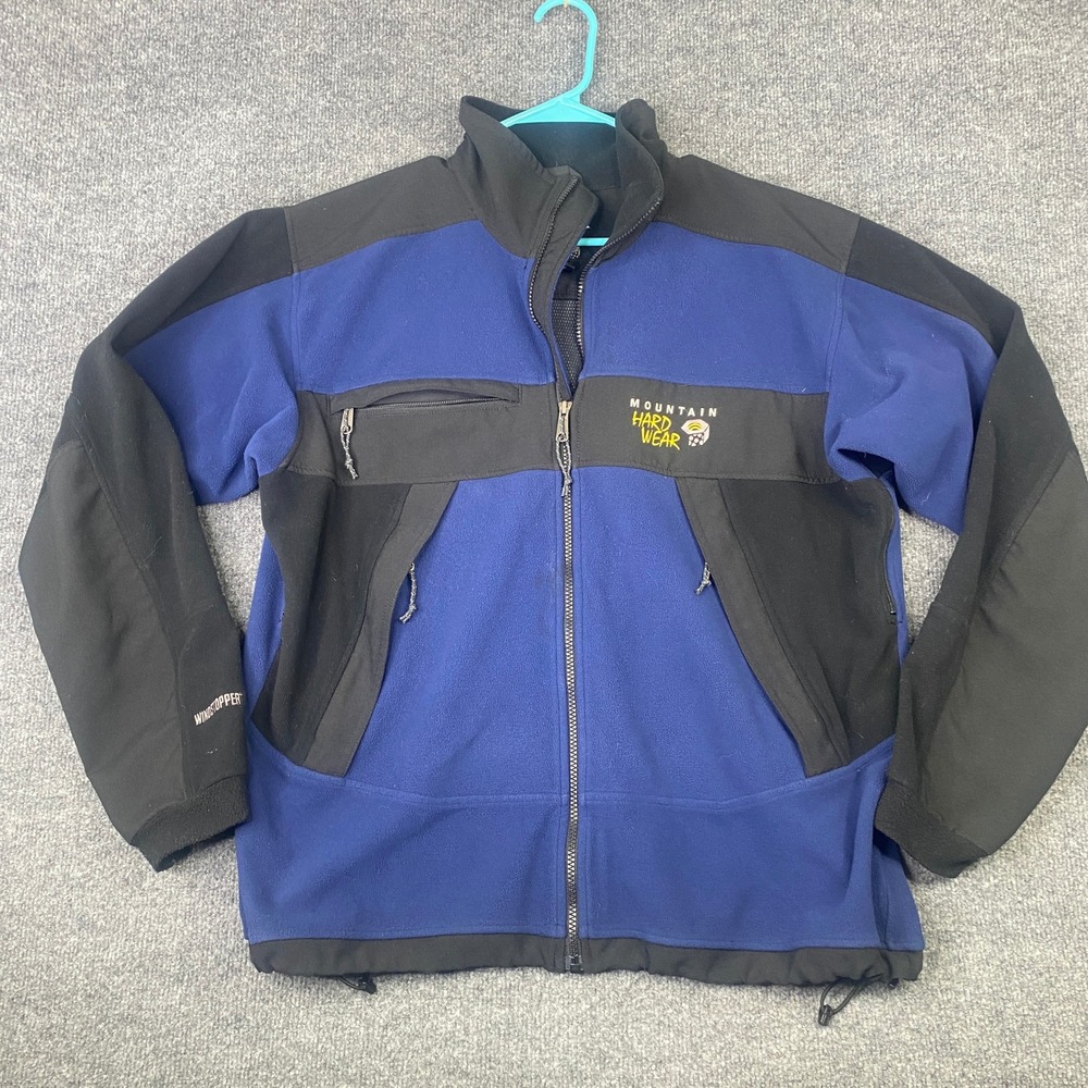 Mountain Hardwear Windstopper Fleece Jacket Mens Large Blue Black Full Zip